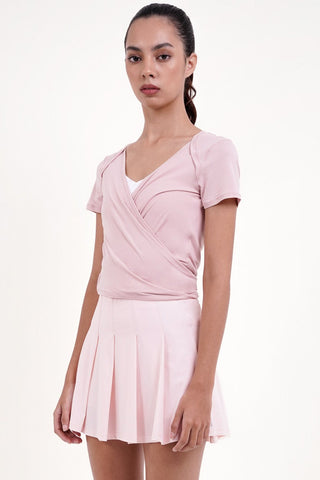 Aira Wrap Top in Ballet Pink