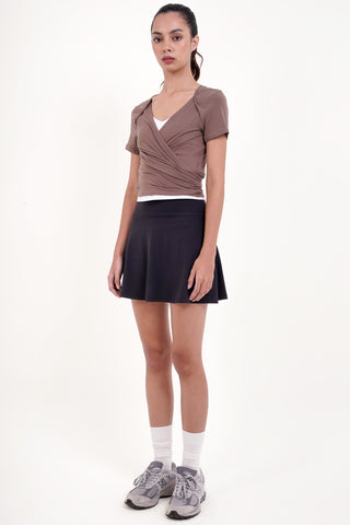 Aira Wrap Top in Mocha