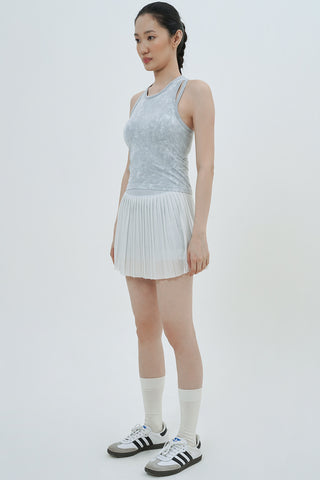 Marbled Pleated Skirt in Misty Grey