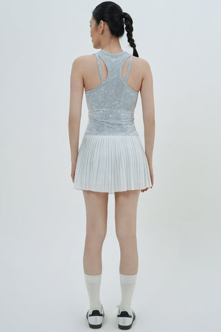 Marbled Pleated Skirt in Misty Grey