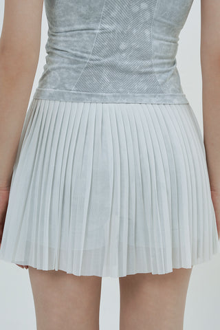 Marbled Pleated Skirt in Misty Grey