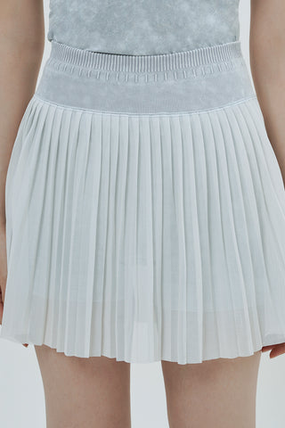 Marbled Pleated Skirt in Misty Grey