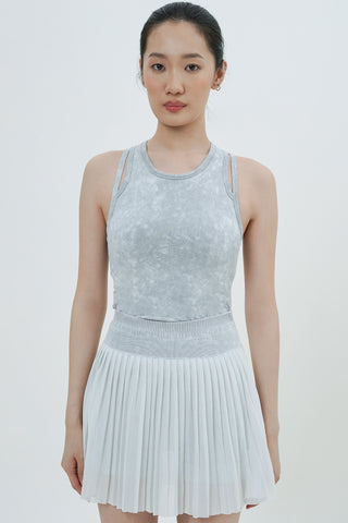 Marbled Pleated Skirt in Misty Grey