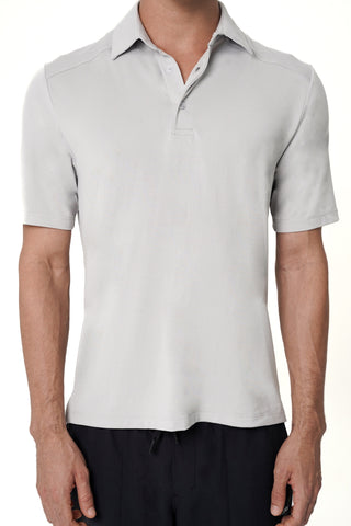 Tee Polo Top in Cloudy Grey