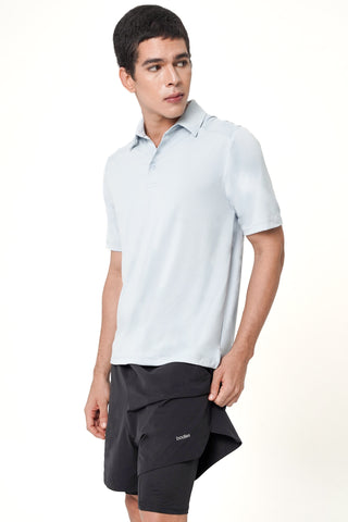 Tee Polo Top in Ice Blue