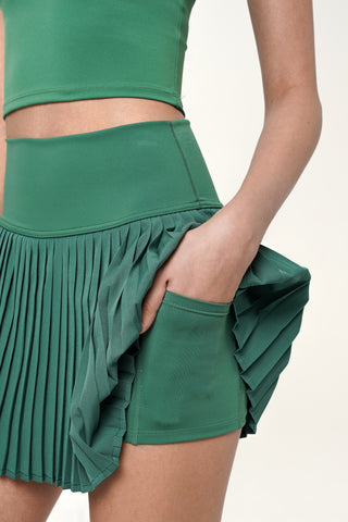 Lavish Pleated Tennis Skirt in Emerald
