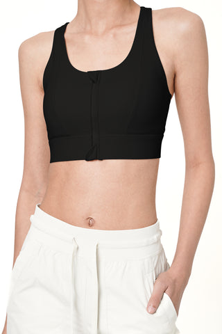 Peak Zip-Bra in Black
