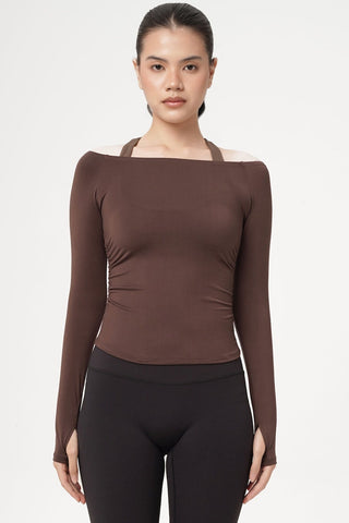 Finesse Off Shoulder Top in Espresso