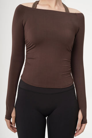 Finesse Off Shoulder Top in Espresso