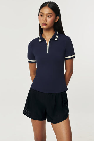 Front Court Polo Top in Navy