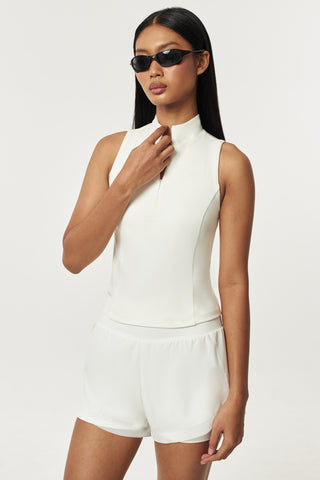 Ventra Zipper Tank Top in White