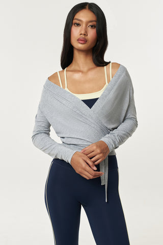 Sierra Wrap Top in Light Grey