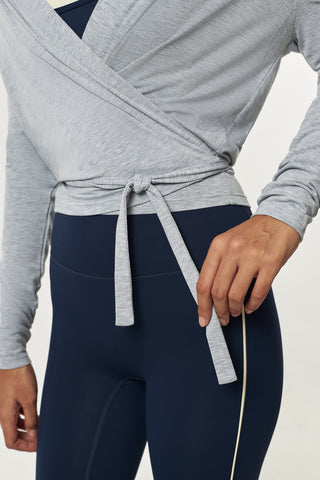 Sierra Wrap Top in Light Grey