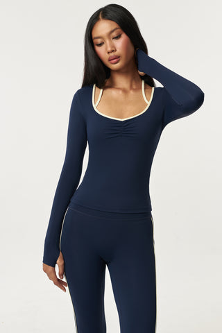 Allegro Longsleeve Bra Top in Navy
