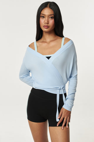 Sierra Wrap Top in Baby Blue