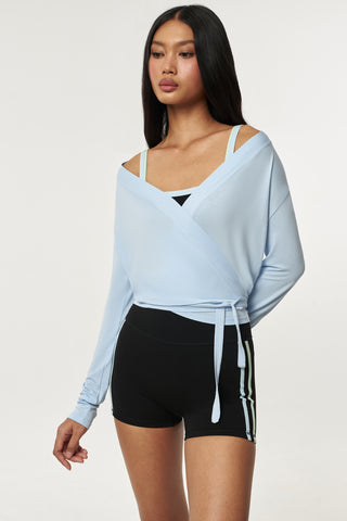 Sierra Wrap Top in Baby Blue