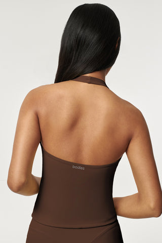 Prism Halter Bra Top in Espresso