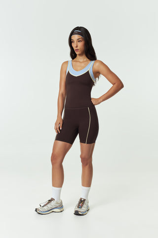 Prestige Contrast Bra Tank in Espresso