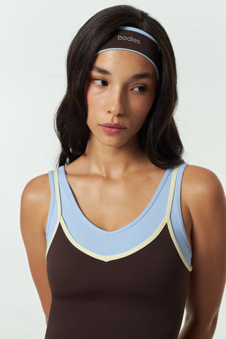 Prestige Contrast Bra Tank in Espresso