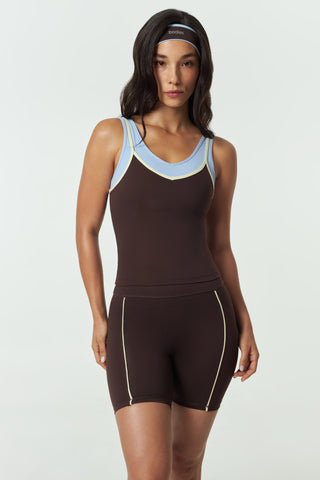 Prestige Contrast Bra Tank in Espresso