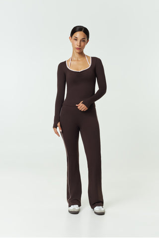 Allegro Longsleeve Bra Top in Espresso