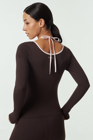 Allegro Longsleeve Bra Top in Espresso
