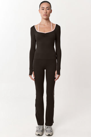 Allegro Longsleeve Bra Top in Espresso