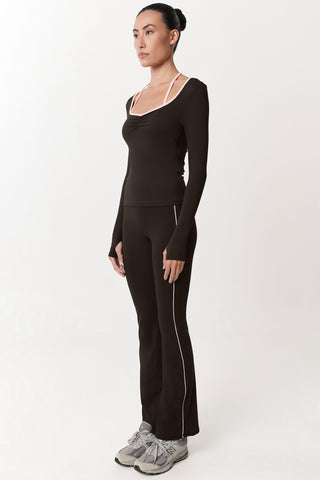 Allegro Longsleeve Bra Top in Espresso