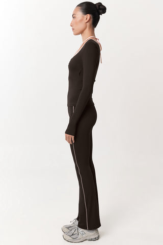 Allegro Longsleeve Bra Top in Espresso