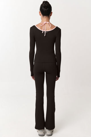 Allegro Longsleeve Bra Top in Espresso