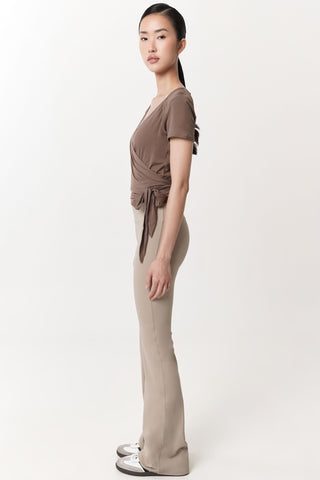 Aira Wrap Top in Mocha