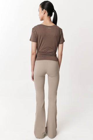 Aira Wrap Top in Mocha