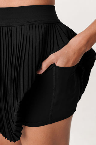 Glint Pleated Skirt in Black