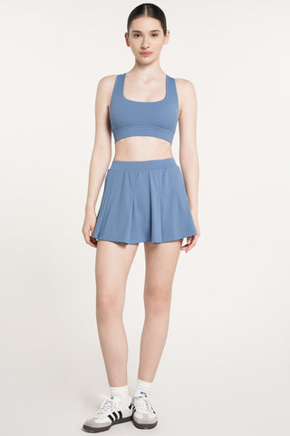 Box-Pleat Tennis Skirt in Pacific Blue
