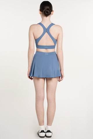 Box-Pleat Tennis Skirt in Pacific Blue
