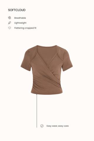 Aira Wrap Top in Mocha