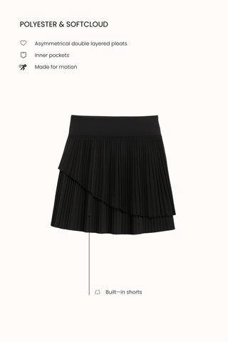 Asymmetrical Pleated Skirt in Black