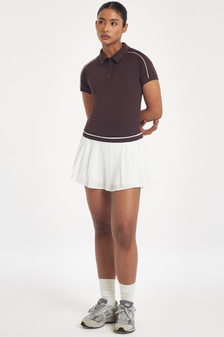 Archer Contrast Polo Top in Espresso