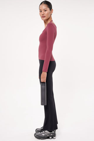 Solace Long Sleeve Bra Top in Burgundy Wine