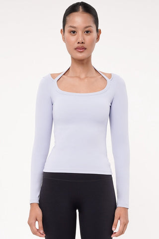 Solace Long Sleeve Bra Top in Sky Blue