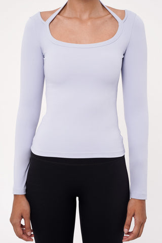 Solace Long Sleeve Bra Top in Sky Blue