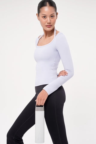 Solace Long Sleeve Bra Top in Sky Blue