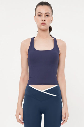 Focus Ribbed Bra Top in Midnight Navy