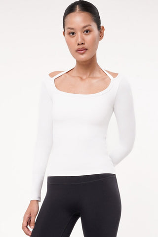 Solace Long Sleeve Bra Top in White