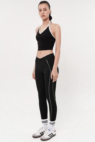 Firm Contrast Legging in Black