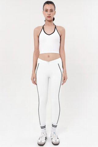 Firm Contrast Legging in White