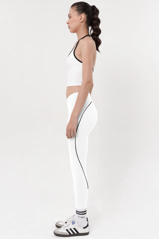 Firm Contrast Legging in White