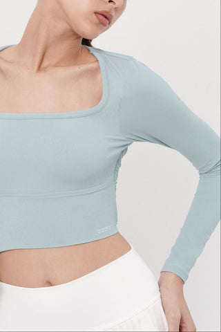 Restore Long Sleeve Bra Top in Baby Blue
