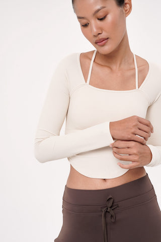 Nue Long Sleeve Bra Top in Ivory