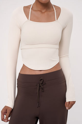 Nue Long Sleeve Bra Top in Ivory